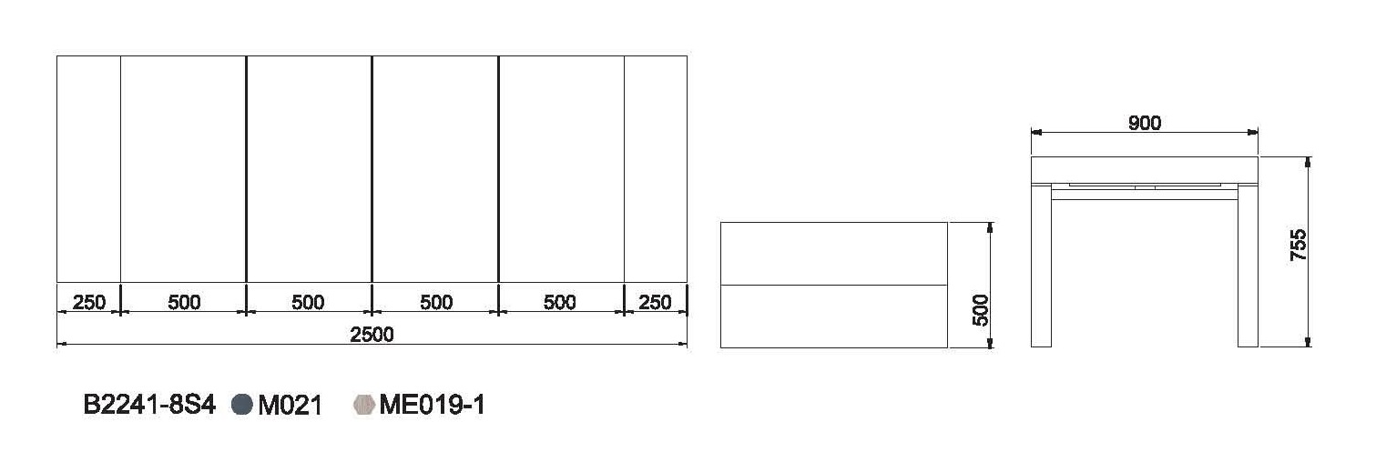Стол-консоль трансформер B2241-8S4 размеры